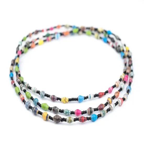 The Bead Chest Beach Recycled Paper Beads from Uganda Extra Small 6mm African Multicolor Bicone 54 Inch Strand Handmade {3}