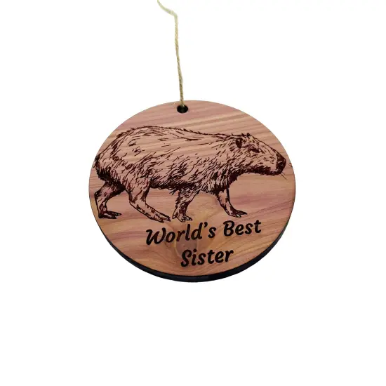 Worlds Best sister Capybara - Cedar Ornament {3}