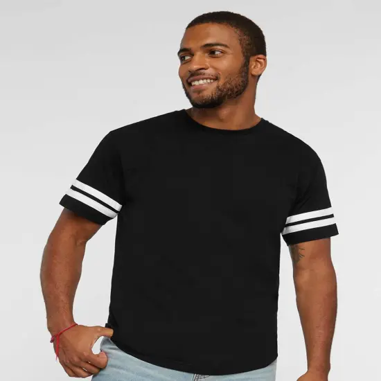 LAT&reg; Football Fine Jersey Crewneck Short Sleeve Tee - 6937 Black solid/ white {1}