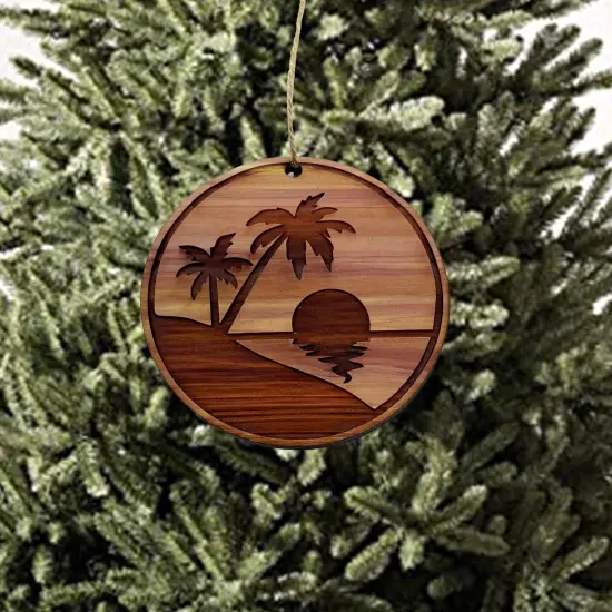 Beach Sunrise - Cedar Ornament {3}