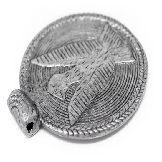 The Bead Chest Silver Bird Baule Bead Pendant (58x52mm): African Tribal Metal Pendant for DIY Jewelry and Necklace {4}