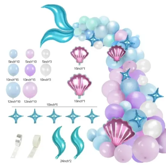 87 Mermaid Tail Balloon Garland Arch - Mermaid Theme Birthday Party Decoration {1}