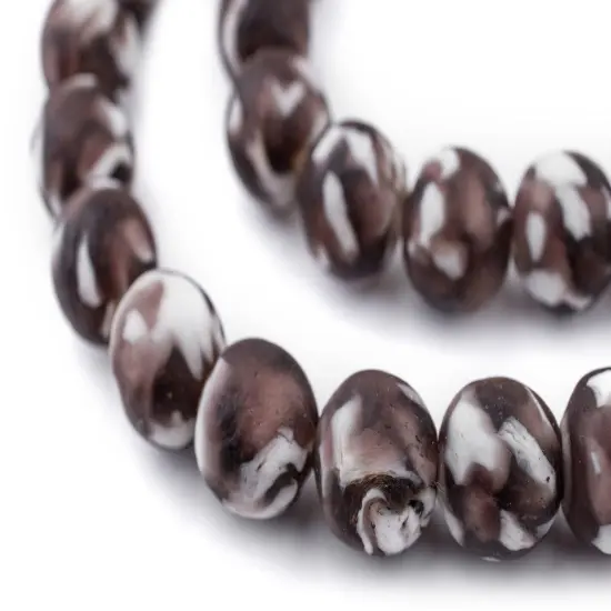 The Bead Chest Purple Fused Recycled Glass Beads 14mm Ghana African Round Large Hole 29 Inch Strand Handmade Fair Trade {1}