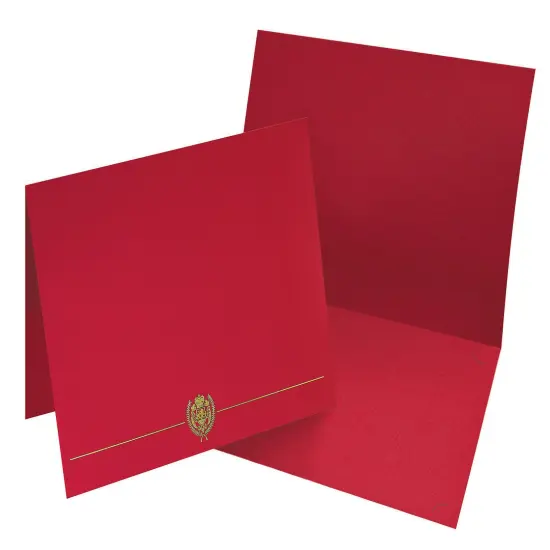 Great Papers! Classic Certificate Cover with Gold Foil Crest, Red, 12" x 9.375"(folded) with Die-Cuts for 8.5" x 11" Documents, 5 Count {3}