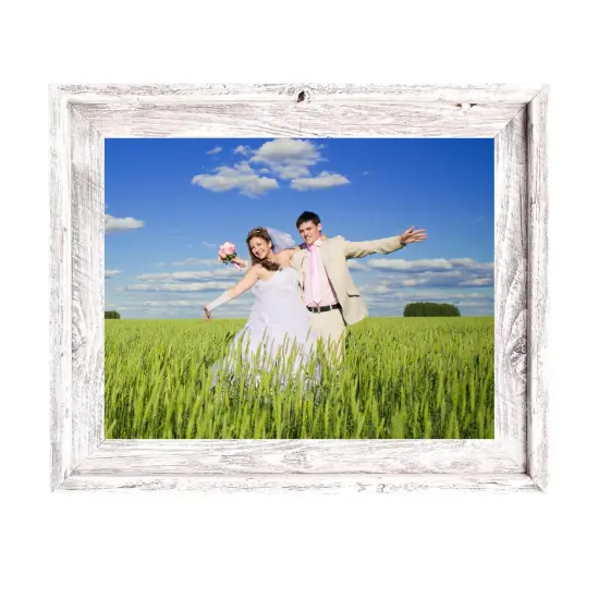 Rustic Farmhouse Signature Series 20 in. x 30 in. Reclaimed Wood Picture Frame White {5}