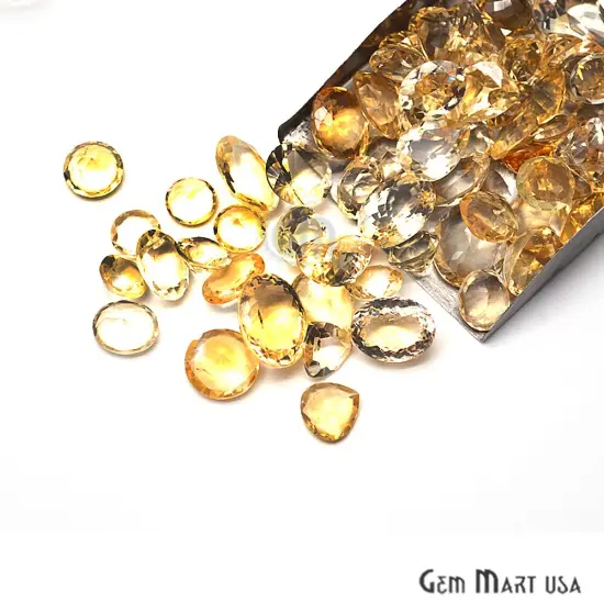 Citrine Gemstone, 100% Natural Faceted Loose Gems, November Birthstone, 10-20mm, 100 Carats, GemMartUSA (CI-60010) {5}