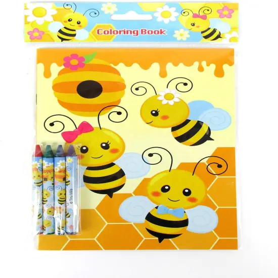 TINYMILLS Bumble Bees Honeybees Coloring Book and Crayon Set for Kids Party Favors with 12 Coloring Books and 48 Crayons {6}