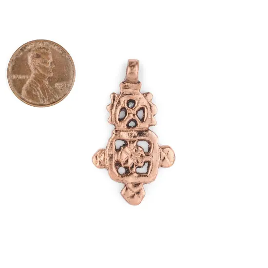 Copper Coptic Cross Pendant (40x22mm): Authentic Ethiopian East African Design for Jewelry & Necklace Making {2}