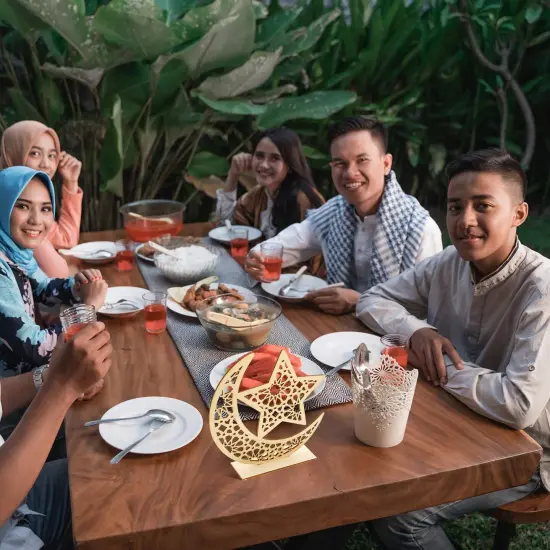 2 SetEid Mubarak Wooden Ornament Ramadan Hanging Plaque Moon Star Pendant for Decorations (Classic Style) {4}