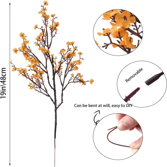 6 Bundles Baby's Breath: UV Resistant Faux Silk Bouquets Orange {2}