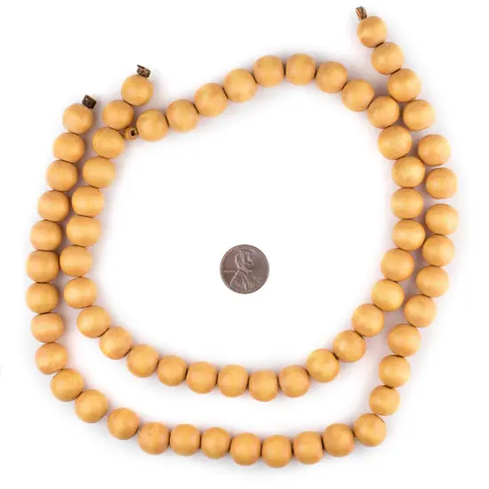 The Bead Chest Natural 12mm Wooden Beads in Yellow for Jewelry Making &ndash; Round Loose Wood Spacer Beads I Approximately 35 Beads {2}