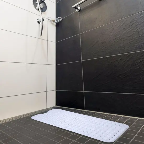Bath Tub Mat Non-Slip Shower Mat BPA-Free Massage Anti-Bacterial with Suction Cups Washable White {2}