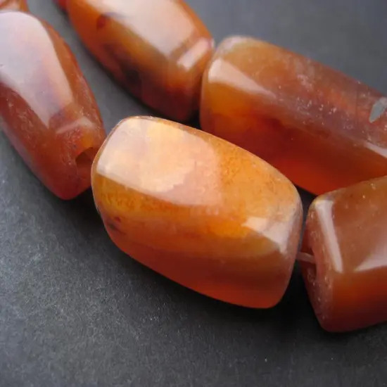 The Bead Chest African Carnelian Beads - Full Strand of Authentic Gemstone Beads from Ghana (Rectangular - Small) {2}