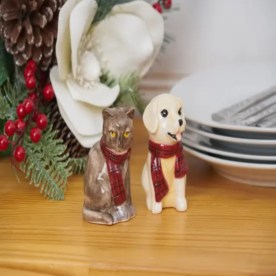 Christmas Dog and Cat Salt & Pepper Shakers Set of 2 {3}