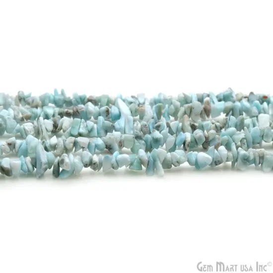 Larimar Chip Beads, 34 Inch, Natural Chip Strands, Drilled Strung Nugget Beads, 3-7mm, Polished, GemMartUSA (CHLI-70001) {4}