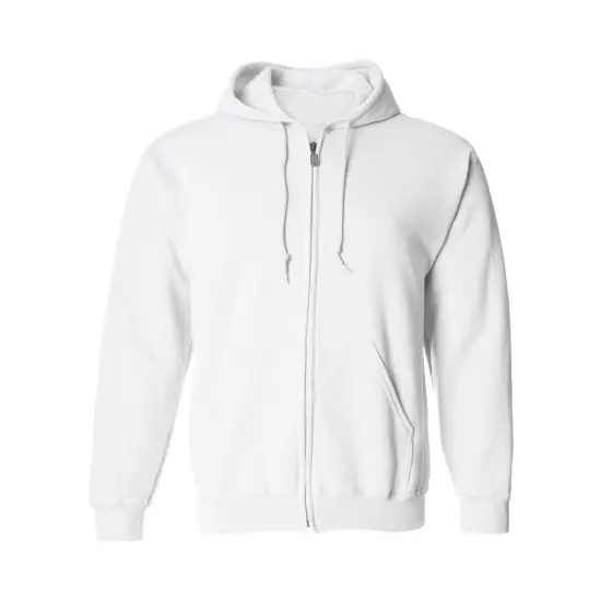 Gildan&reg; Classic Fit Full-Zip Long Sleeve Hooded Sweatshirt White {2}