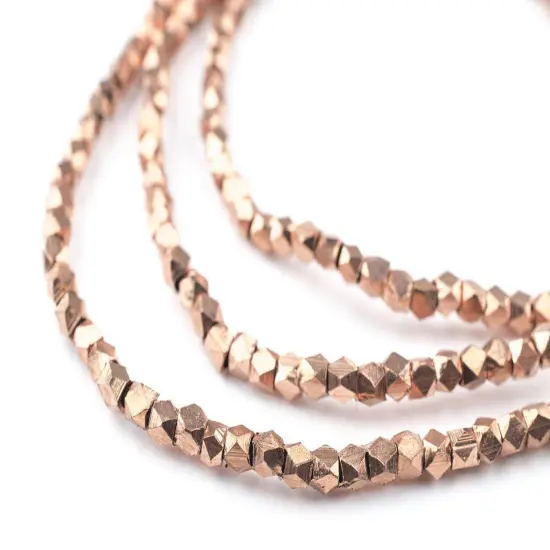 The Bead Chest 3mm Copper Cornerless Cube Beads - Full Strand of Ethnic Metal Spacer Beads {1}