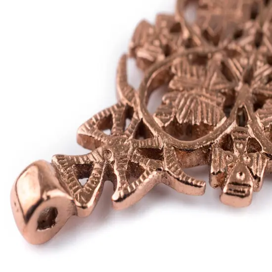 Adama Copper Coptic Cross Pendant (45x85mm): Authentic Ethiopian East African Design for Jewelry & Necklace Making {4}