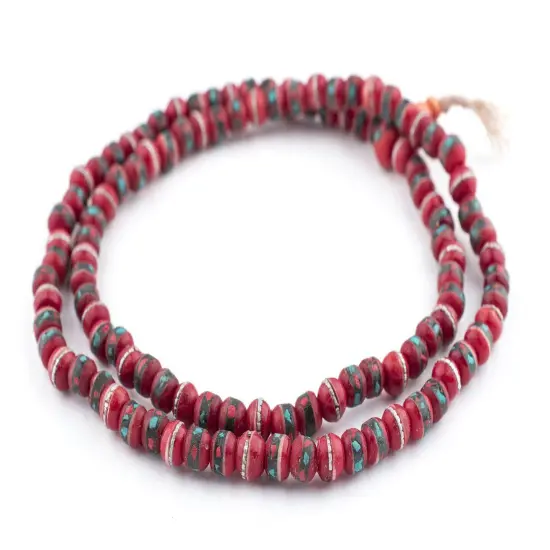The Bead Chest Mala Meditation Beads - 108 Inlaid Prayer Beads for Yoga, Necklace, Jewelry (8mm, Red Bone) {3}
