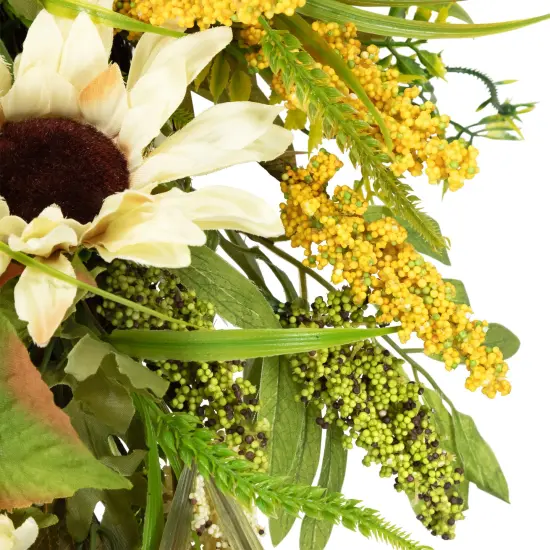 Northlight 24" Beige Sunflowers Artificial Fall Harvest Wreath {7}