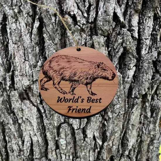 Worlds Best Friend Capybara - Cedar Ornament {2}