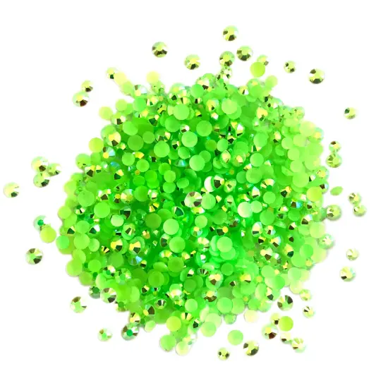 Buttons Galore Jewelz Rhinestones Craft Embellishments Assorted Colors Approx. 1600 Pieces Peridot ab {1}