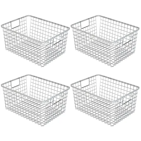 Smart Design Nestable Basket Organizer with Handles - Steel - 9 x 12 x 6 - Chrome- Set of 4 {1}