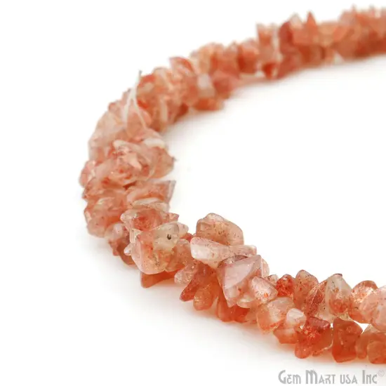 Sunstone Chip Beads, 34 Inch, Natural Chip Strands, Drilled Strung Nugget Beads, 3-7mm, Polished, GemMartUSA (CHSN-70001) {1}