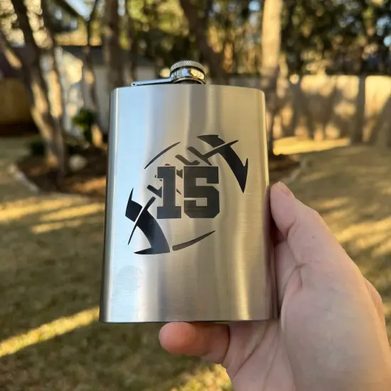 8oz Football 15 Flask Stainless Steel {2}