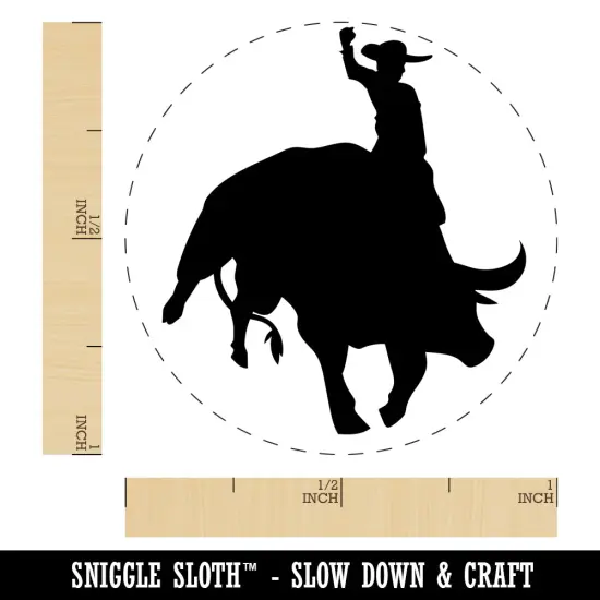 Rodeo Cowboy Riding on Bucking Bull Self-Inking Rubber Stamp for Stamping Crafting Planners Black {1}