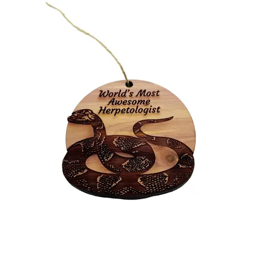 Worlds Most Awesome Herpetologist Snake - Cedar Ornament {4}