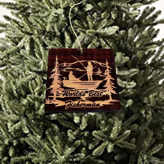 World's best Fisherman Fisherman - Cedar Ornament {3}