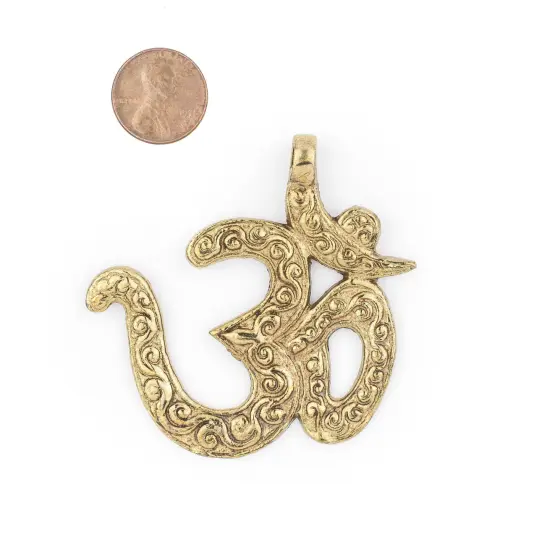 TheBeadChest Brass Om Pendant (65x65mm) {2}