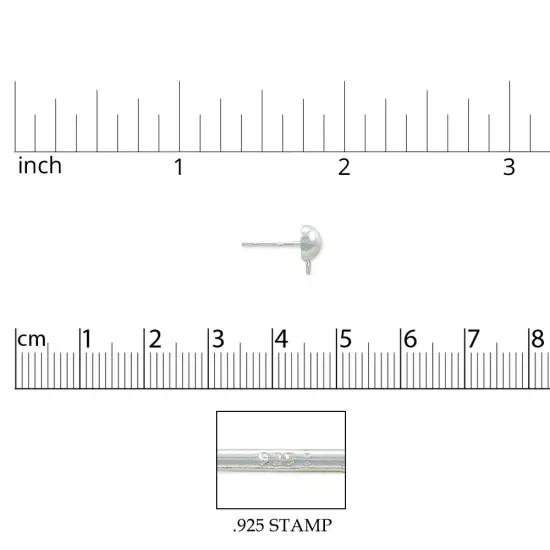 JewelrySupply Sterling Silver 6mm Half Ball Post Earrings with Loop (1 Pair of Sterling Silver Earrings) {2}