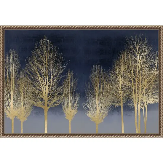 Gold Forest on Blue by Kate Bennett Framed Canvas Wall Art {1}