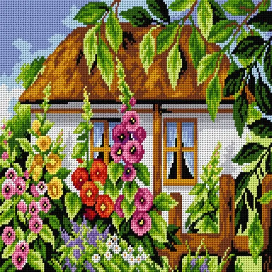 House with Mallows 2487J Needlepoint canvas for halfstitch without yarn {1}
