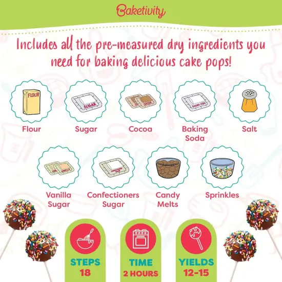Cake Pop Kit by Baketivity | No Cake Pop Mold or Maker Needed | Cake Pop Stand and Baking Kit | Arts and Crafts for Kids Baking Sets | Kosher {3}