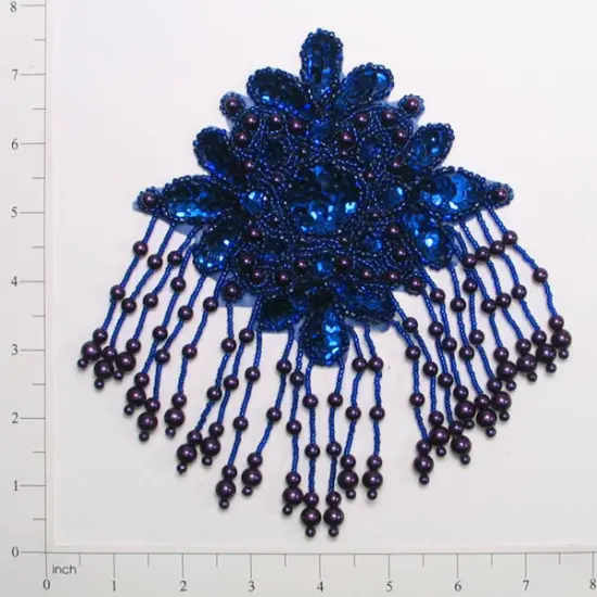 7 1/2" x 5 1/4" Starburst Sequin Applique/Patch Royal Blue {1}