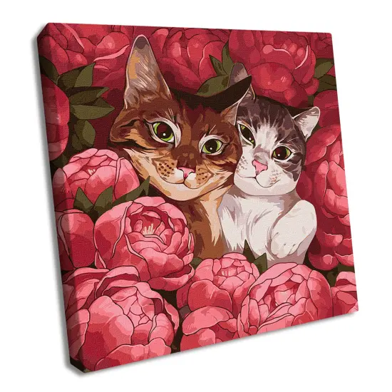 Painting by Numbers kit Kittens and Peonies KHO4341 {1}