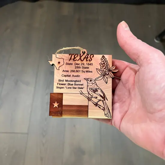 Texas 28th State - Cedar Ornament {4}