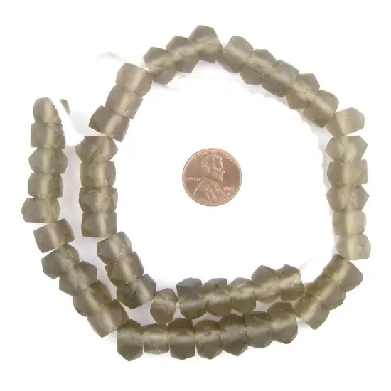 The Bead Chest Groundhog Grey Faceted Recycled Java Sea Glass Beads - Full Strand of Faceted Bottle Glass Beads | Approximately 50 Beads {2}