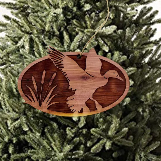 Flying Duck - Cedar Ornament {3}