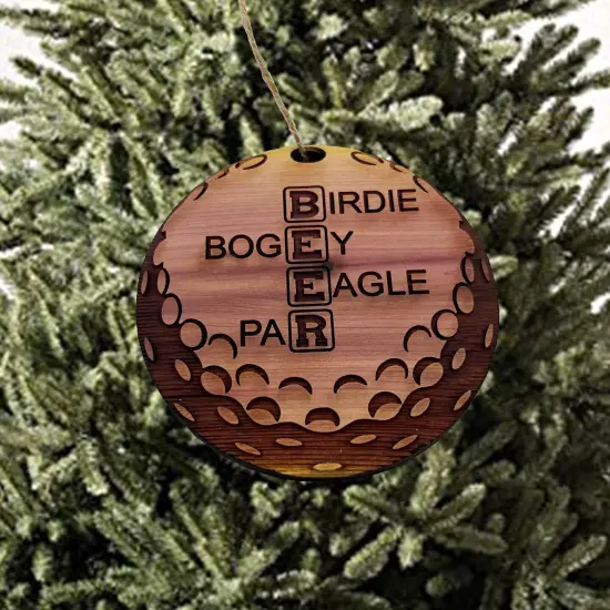 Birdie Bogey Eagle Par - Cedar Ornament {3}
