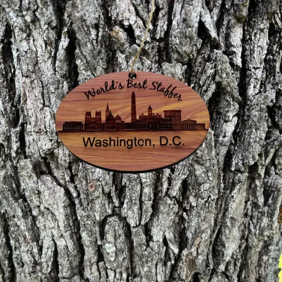 worlds Best Staffer Washington DC- Cedar Ornament {4}