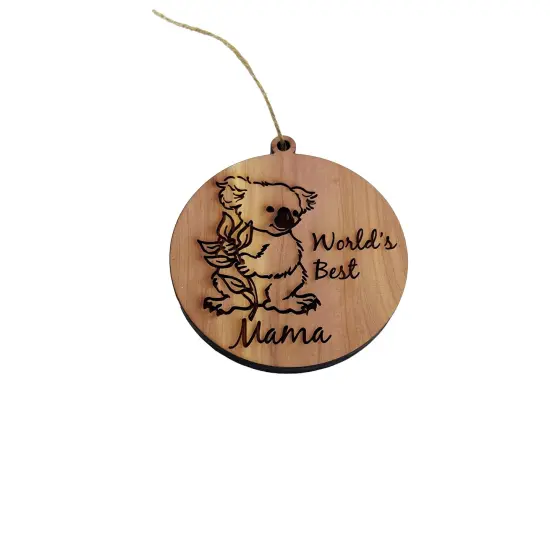 Koala Worlds Best Mama - Cedar Ornament {1}