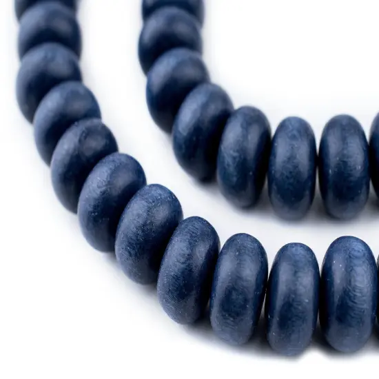 The Bead Chest Cobalt Blue Abacus Natural Wood Beads (10x15mm): Organic Eco-Friendly Wooden Bead Strand for DIY Jewelry, Crafts, Necklace and Bracelet Making {1}