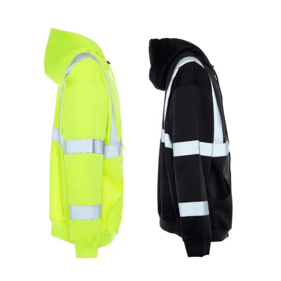 Fullzip Reflective Long Sleeve Fleece Hoodie for Men (Ropa De Trabajo) Safety orange {4}