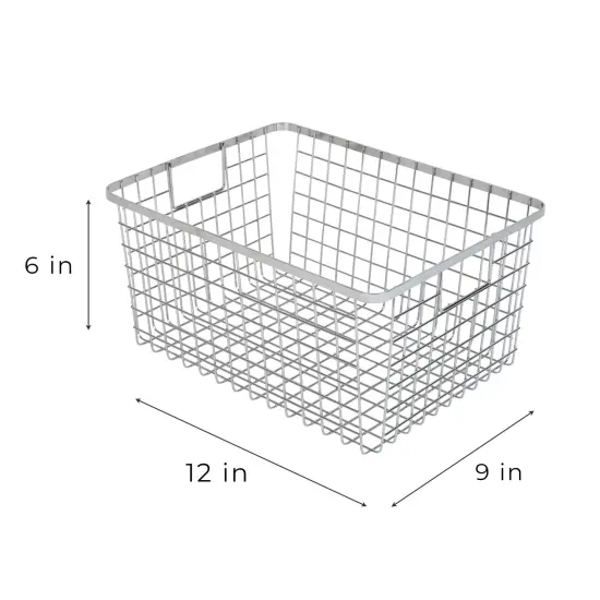 Smart Design Nestable Basket Organizer with Handles - Steel - 9 x 12 x 6 - Chrome- Set of 4 {3}