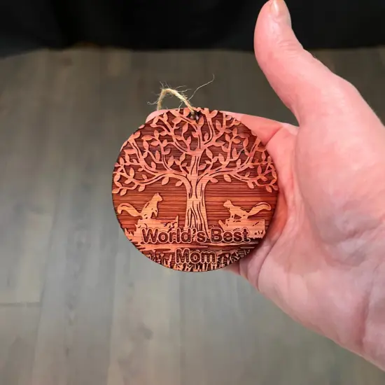 World's Best Mom Two Squirrels and Tree of Life - Cedar Ornament {4}