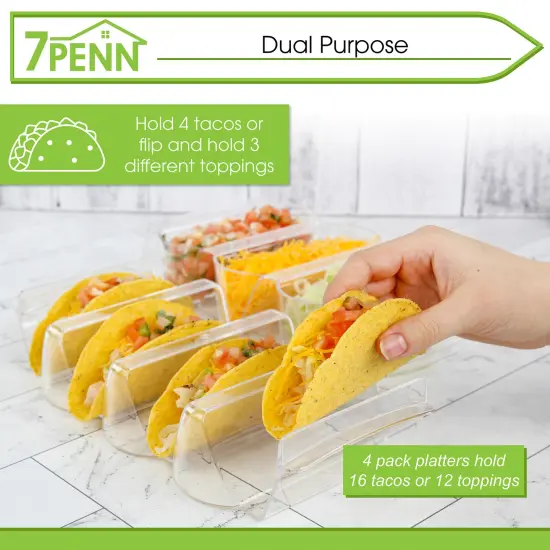 7Penn Taco Shells Holder Set of 4 - Toppings Tray to Taco Holder Stand {3}